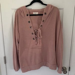 Ocean Drive Lace up Hooded Sweatshirt